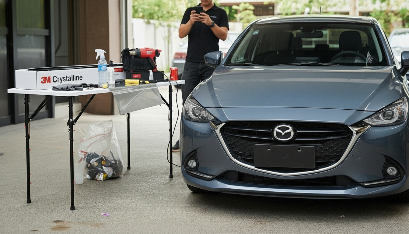 Interior de auto protegido con película antiasalto