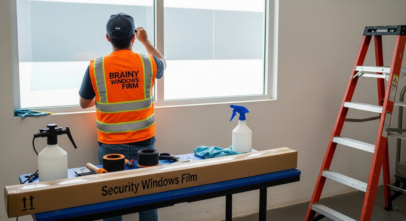 Instalador certificado aplicando película de seguridad en ventana de casa en Morelos