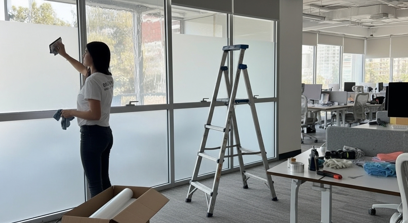 Película de privacidad esmerilada en ventanas de casa en Morelos