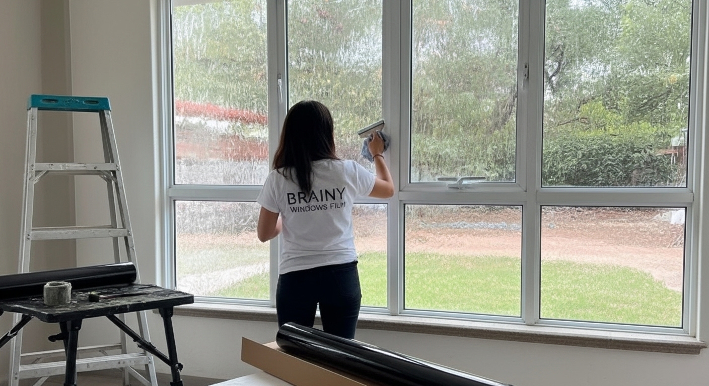 Vidrio con película de seguridad anti-astillante.