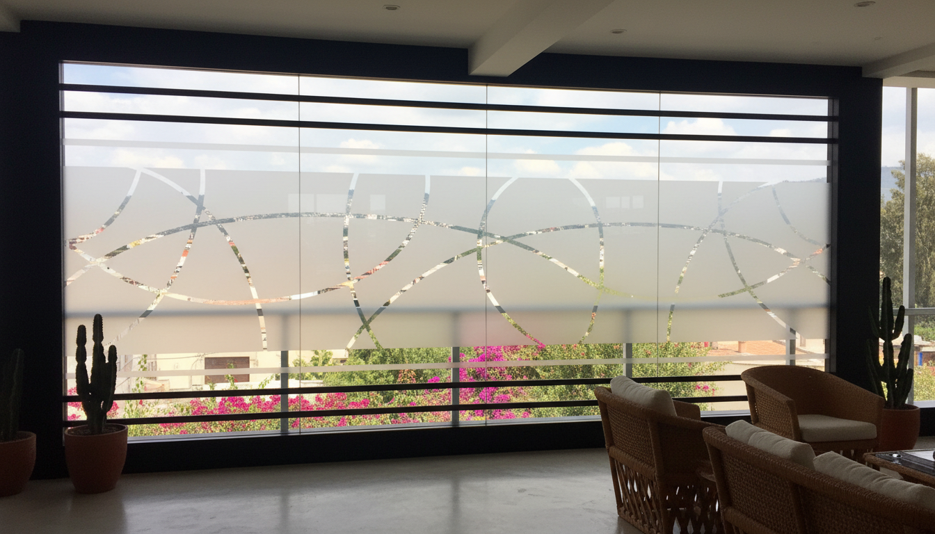 Vinil esmerilado para privacidad en consultorio en Oaxaca